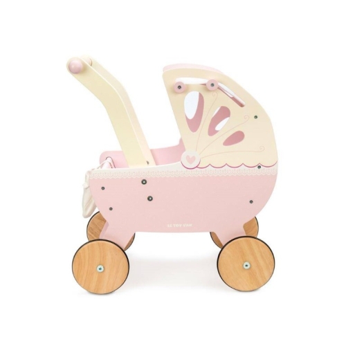 Le toy van Poppenwagen Roze met Wit